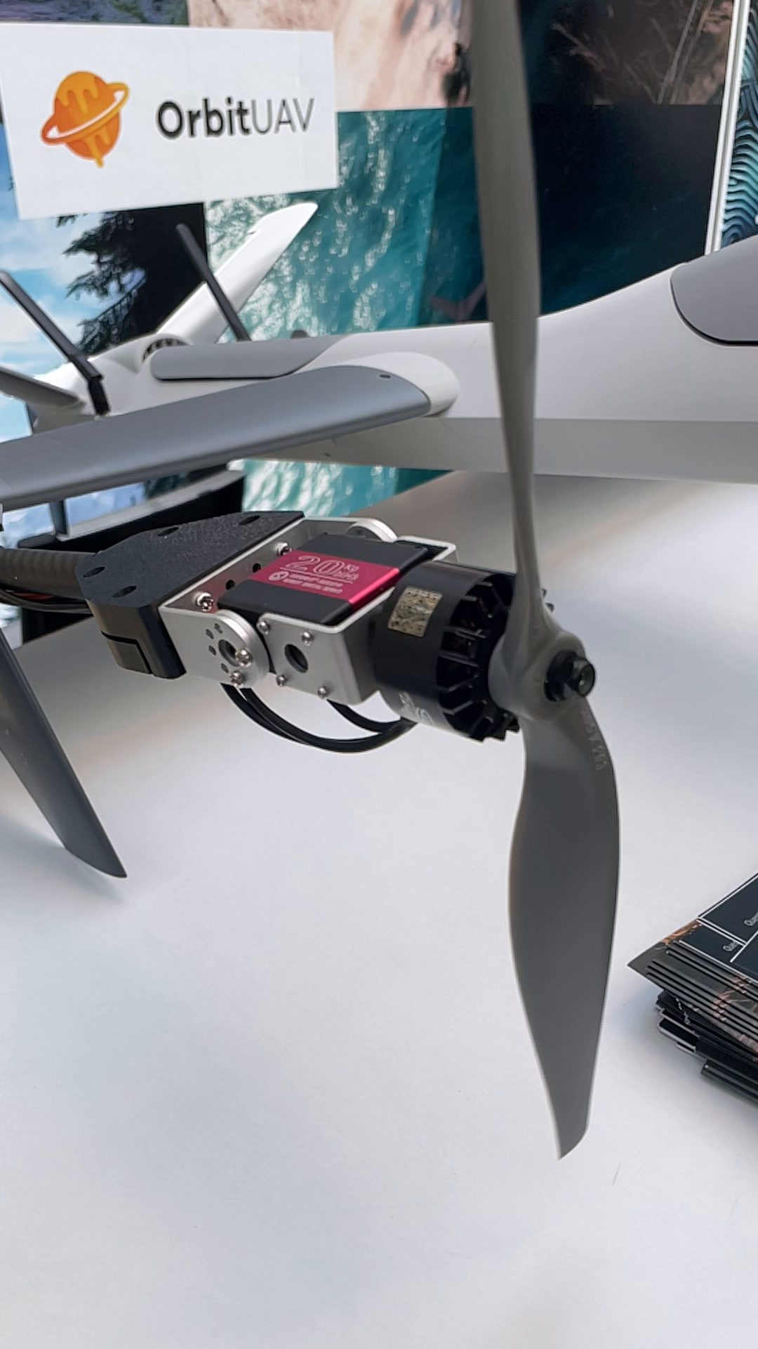OrbitUAV drone propulsion unit on the booth, Limassol